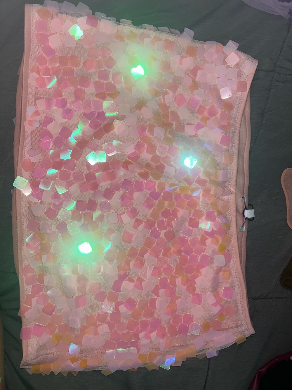 Fashion Nova Pink Iridescent Sequin Mini Skirt